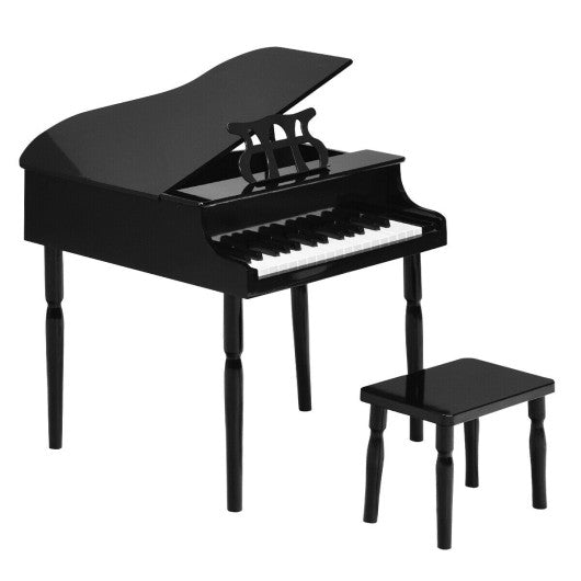 30-Key Wood Toy Kids Grand Piano with Bench & Music Rack-Black - BIG FRENCHIES