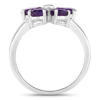 1.35 Carat Genuine Amethyst and Created White Sapphire .925 Sterling Silver Ring