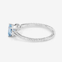 0.52 Carat Genuine Aquamarine and White Diamond 14K White Gold Ring