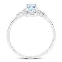 0.48 Carat Genuine Aquamarine and White Diamond 14K White Gold Ring