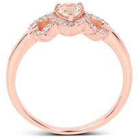 0.37 Carat Genuine Morganite and White Diamond 14K Rose Gold Ring
