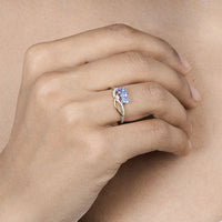0.56 Carat Genuine Tanzanite and White Diamond 14K White Gold Ring