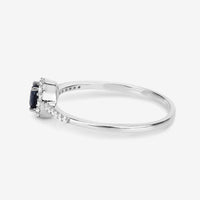 0.38 Carat Genuine Blue Sapphire and White Diamond 14K White Gold Ring