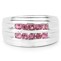 1.00 Carat Genuine Pink Tourmaline .925 Sterling Silver Ring