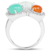 4.82 Carat Genuine Multi Stone .925 Sterling Silver Ring