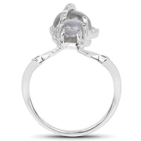 2.79 Carat Genuine Labradorite And White Topaz .925 Sterling Silver Ring