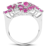3.51 Carat Genuine Ruby and White Zircon .925 Sterling Silver Ring