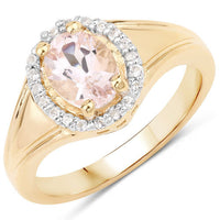 1.30 Carat Genuine Morganite and White Topaz .925 Sterling Silver Ring