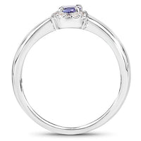0.54 Carat Genuine Tanzanite and White Zircon .925 Sterling Silver Ring