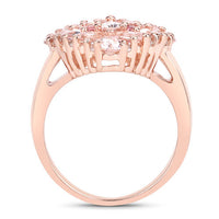"2.36 Carat Genuine Morganite, Pink Tourmaline and White Diamond .925 Sterling Silver Ring