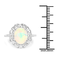 1.73 Carat Genuine Ethiopian Opal & White Topaz .925 Sterling Silver Ring