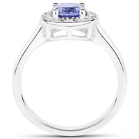 1.51 Carat Genuine Tanzanite and White Topaz .925 Sterling Silver ring