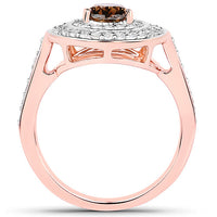 1.64 Carat Genuine Chocolate Brown Diamond and White Diamond 18K Rose Gold Ring
