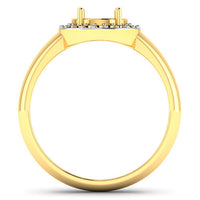0.22 Carat Genuine White Diamond 14K Yellow Gold Semi Mount Ring - holds 9x7mm Oval Gemstone