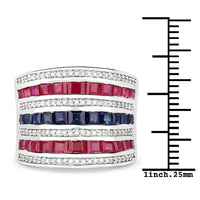 3.36 Carat Genuine Multi Stones .925 Sterling Silver Ring