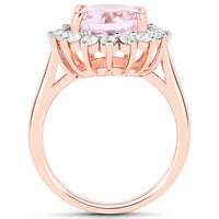 5.56 Carat Genuine Kunzite and White Topaz .925 Sterling Silver Ring