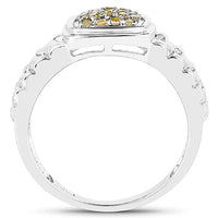 0.25 Carat Genuine Yellow Diamond .925 Sterling Silver Ring