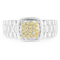 0.25 Carat Genuine Yellow Diamond .925 Sterling Silver Ring