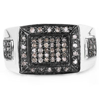 0.52 Carat Genuine Champagne Diamond .925 Sterling Silver Ring