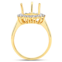 0.48 Carat Genuine White Diamond 14K Yellow Gold Semi Mount Ring - holds 11x9mm Pear Gemstone