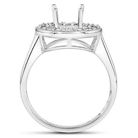 0.48 Carat Genuine White Diamond 14K White Gold Semi Mount Ring - holds 8.00mm Round Gemstone