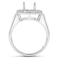 0.48 Carat Genuine White Diamond 14K White Gold Semi Mount Ring - holds 8.00mm Round Gemstone