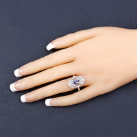 1.17 Carat Genuine Tanzanite and White Topaz .925 Sterling Silver Ring