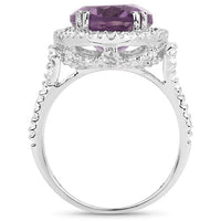 5.55 Carat Genuine Amethyst & White Topaz .925 Sterling Silver Ring