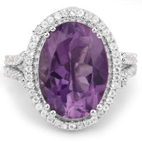 5.55 Carat Genuine Amethyst & White Topaz .925 Sterling Silver Ring