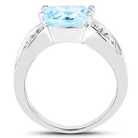 4.77 Carat Genuine Blue Topaz and Tanzanite .925 Sterling Silver Ring
