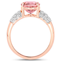 3.11 Carat Genuine Pink Tourmaline and White Diamond 14K Rose Gold Ring