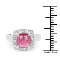3.31 Carat Glass Filled Ruby and White Topaz .925 Sterling Silver Ring