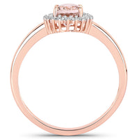 0.81 Carat Genuine Morganite and White Diamond 14K Rose Gold Ring