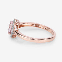 0.81 Carat Genuine Morganite and White Diamond 14K Rose Gold Ring