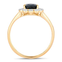 1.46 Carat Genuine Blue Sapphire and White Diamond 10K Yellow Gold Ring