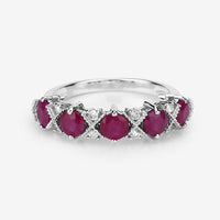 1.61 Carat Genuine Ruby and White Diamond 14K White Gold Ring
