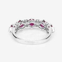 1.61 Carat Genuine Ruby and White Diamond 14K White Gold Ring