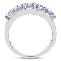 2.76 Carat Genuine Tanzanite and White Topaz .925 Sterling Silver Ring