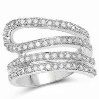 0.83 Carat Genuine White Diamond .925 Sterling Silver Ring