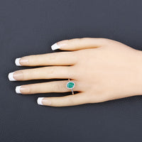 1.34 Carat Genuine Zambian Emerald and White Diamond 10K White Gold Ring