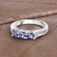1.11 Carat Genuine Tanzanite .925 Sterling Silver Ring