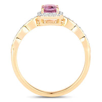0.80 Carat Genuine Pink Sapphire and White Diamond 14K Yellow Gold Ring