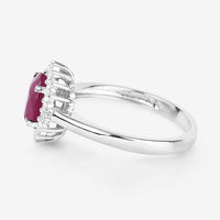 1.64 Carat Genuine Ruby and White Diamond 14K White Gold Ring