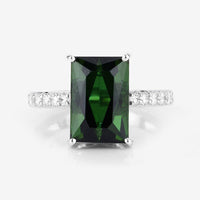 6.16 Carat Genuine Green Tourmaline and White Diamond 14K White Gold Ring