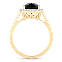 2.64 Carat Genuine Green Tourmaline and White Diamond 14K Yellow Gold Ring