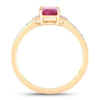 0.95 Carat Genuine Ruby and White Diamond 10K Yellow Gold Ring