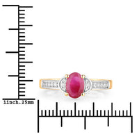 0.95 Carat Genuine Ruby and White Diamond 10K Yellow Gold Ring