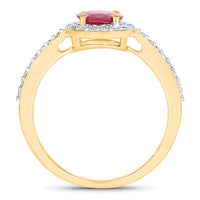 1.73 Carat Genuine Ruby and White Diamond 14K Yellow Gold Ring