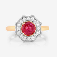2.01 Carat Genuine Ruby and White Diamond 14K Yellow Gold Ring