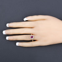 1.01 Carat Genuine Ruby and White Diamond 10K Yellow Gold Ring